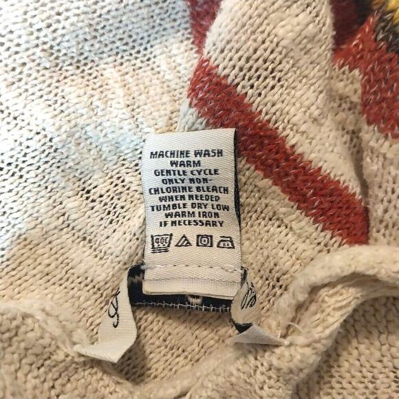 American Rag Striped Cardigan Sweater Size Large Cream Fringe Bohemian Hippie - Picture 5 of 5